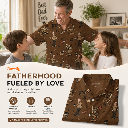 Dad Fuel Coffee And Love Hawaiian Shirt | Personalized Father's Day Gift for Dad