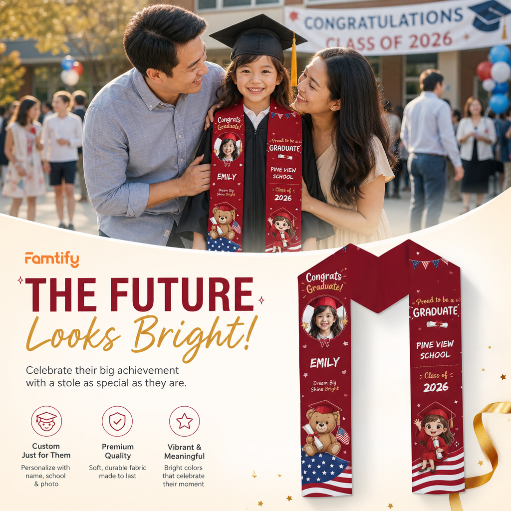 Personalized Dream Big Shine Bright Kid Graduation Stole – Custom Name