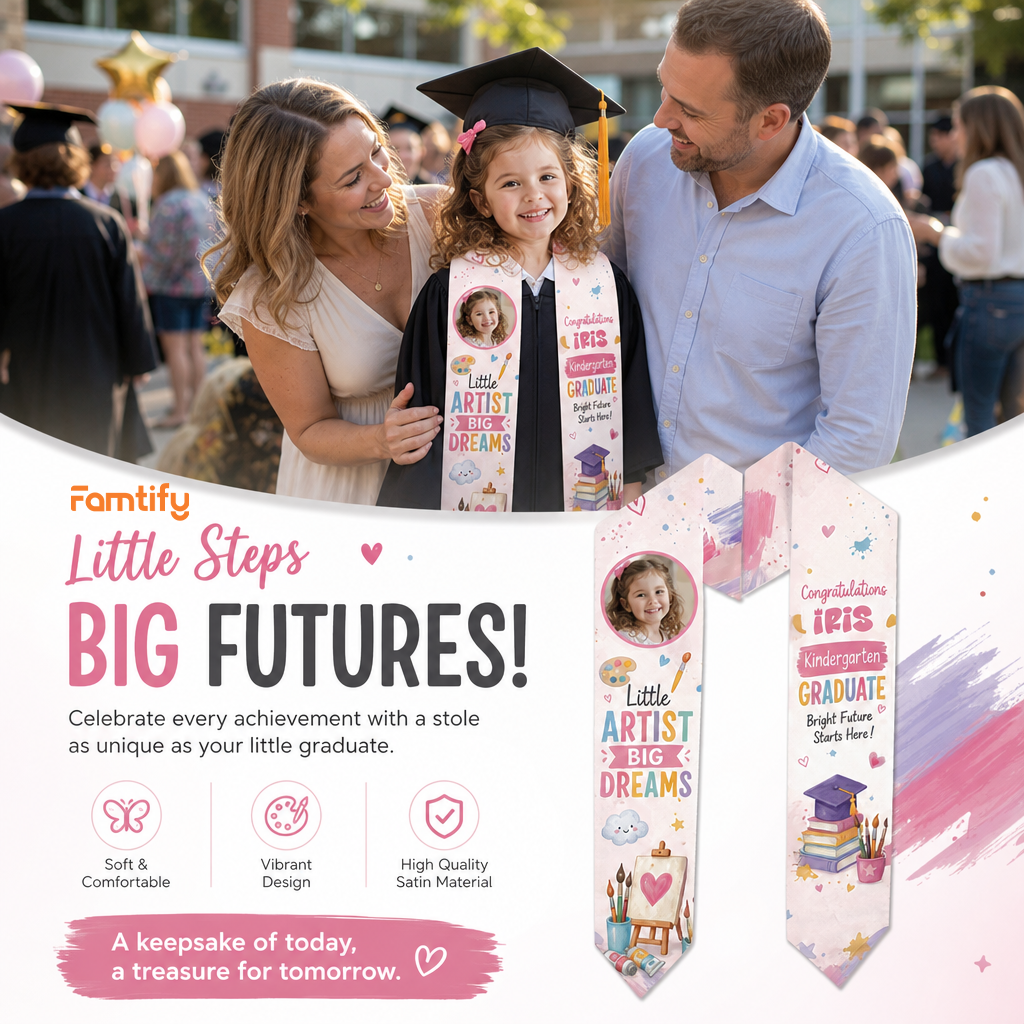 Personalized Little Artist Big Dreams Kid Graduation Stole – Custom Name