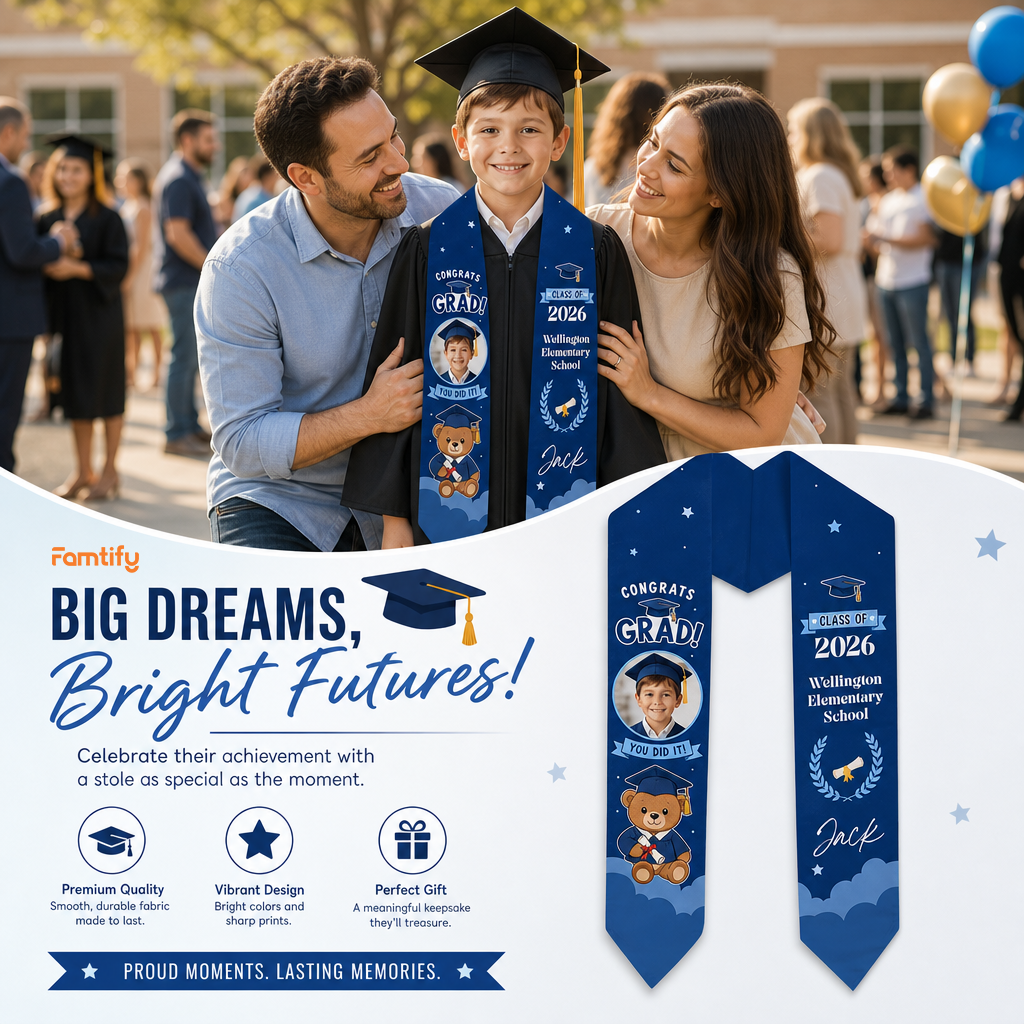 Personalized Congrats Grad You Did It Blue Kid Graduation Stole – Custom Name