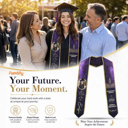 Personalized She Believed She Could So She Did Graduation Stole – Custom Photo and Name