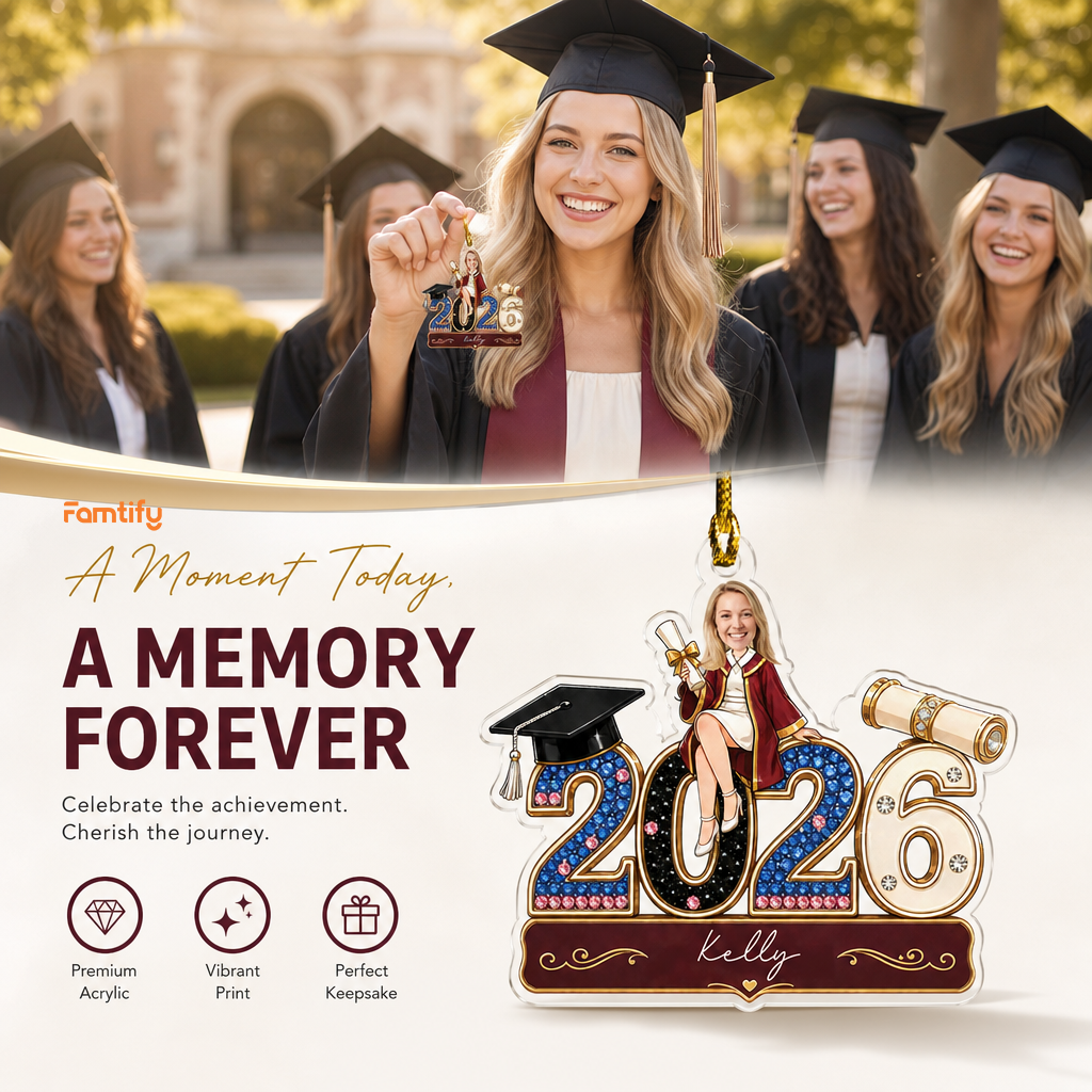 Personalized Class of 2026 Photo Acrylic Ornament – Custom Graduation Keepsake