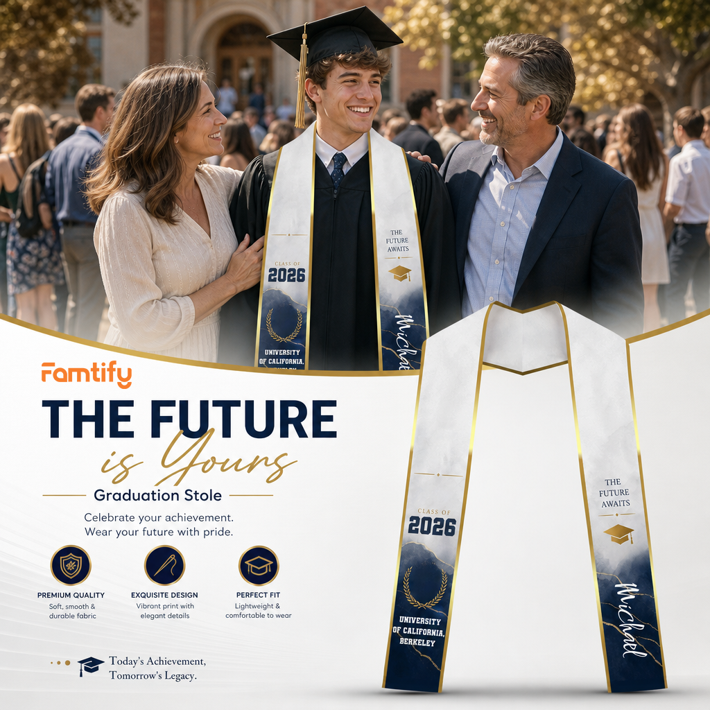 Personalized The Future Awaits Graduation Stole – Custom Photo and Name