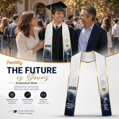 Personalized The Future Awaits Graduation Stole – Custom Photo and Name
