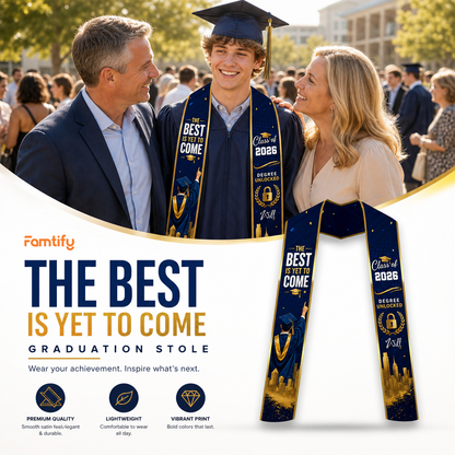 Personalized The Best Is Yet to Come Blue Graduation Stole – Custom Photo and Name