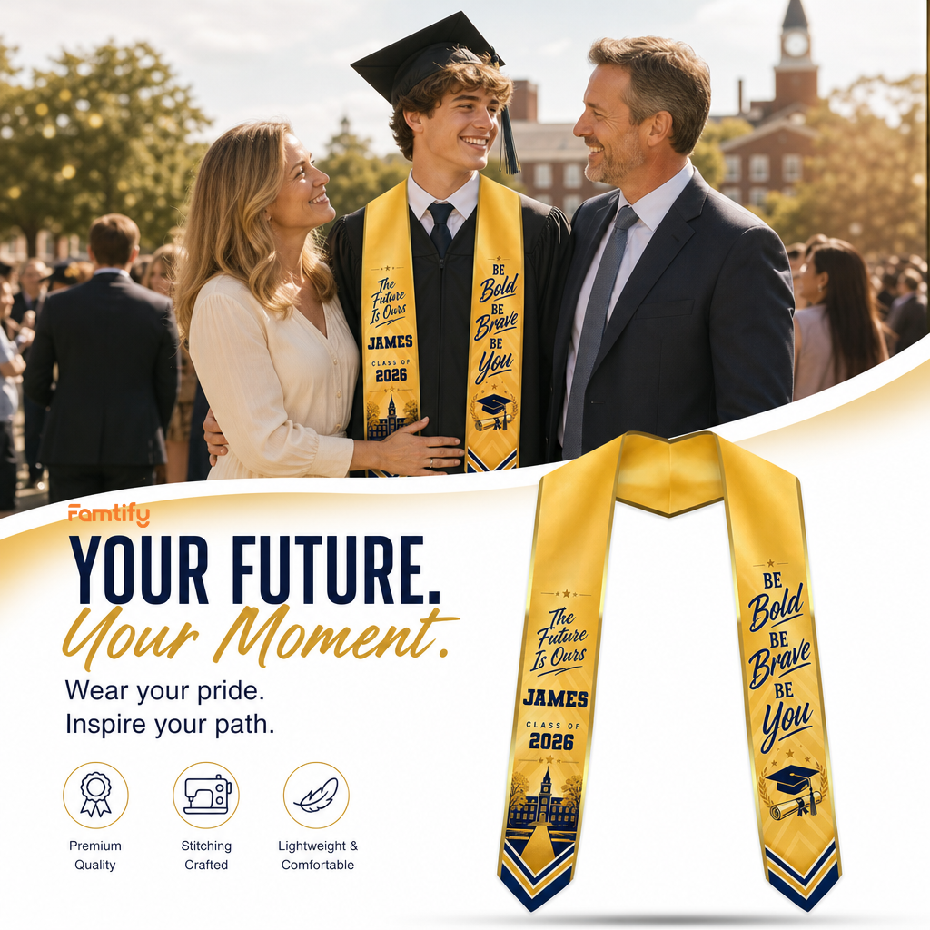 Personalized Be Bold Be Brave Be You Graduation Stole – Custom Photo and Name