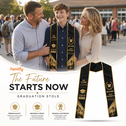 Personalized The Future Is Earned Graduation Stole – Custom Photo and Name