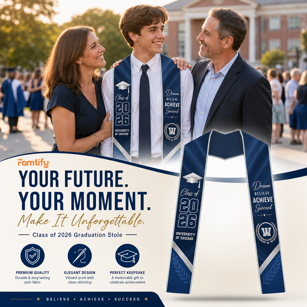 Personalized Dream Believe Achieve Succeed Graduation Stole – Custom Photo and Name