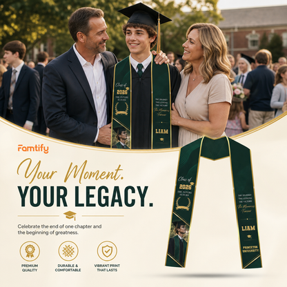 Personalized The Future Is Ours The Journey The Lessons The Victory The Memories Forever Graduation Stole – Custom Photo and Name