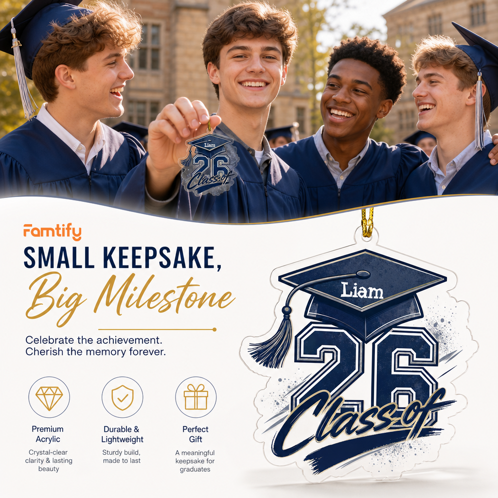 Personalized Class of 2026 Blue Graduation Acrylic Ornament – Graduation Keepsake