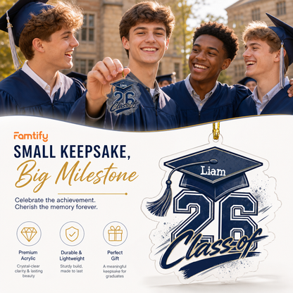 Personalized Class of 2026 Blue Graduation Acrylic Ornament – Graduation Keepsake