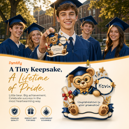 Personalized Graduation Teddy Bear Acrylic Ornament with Name