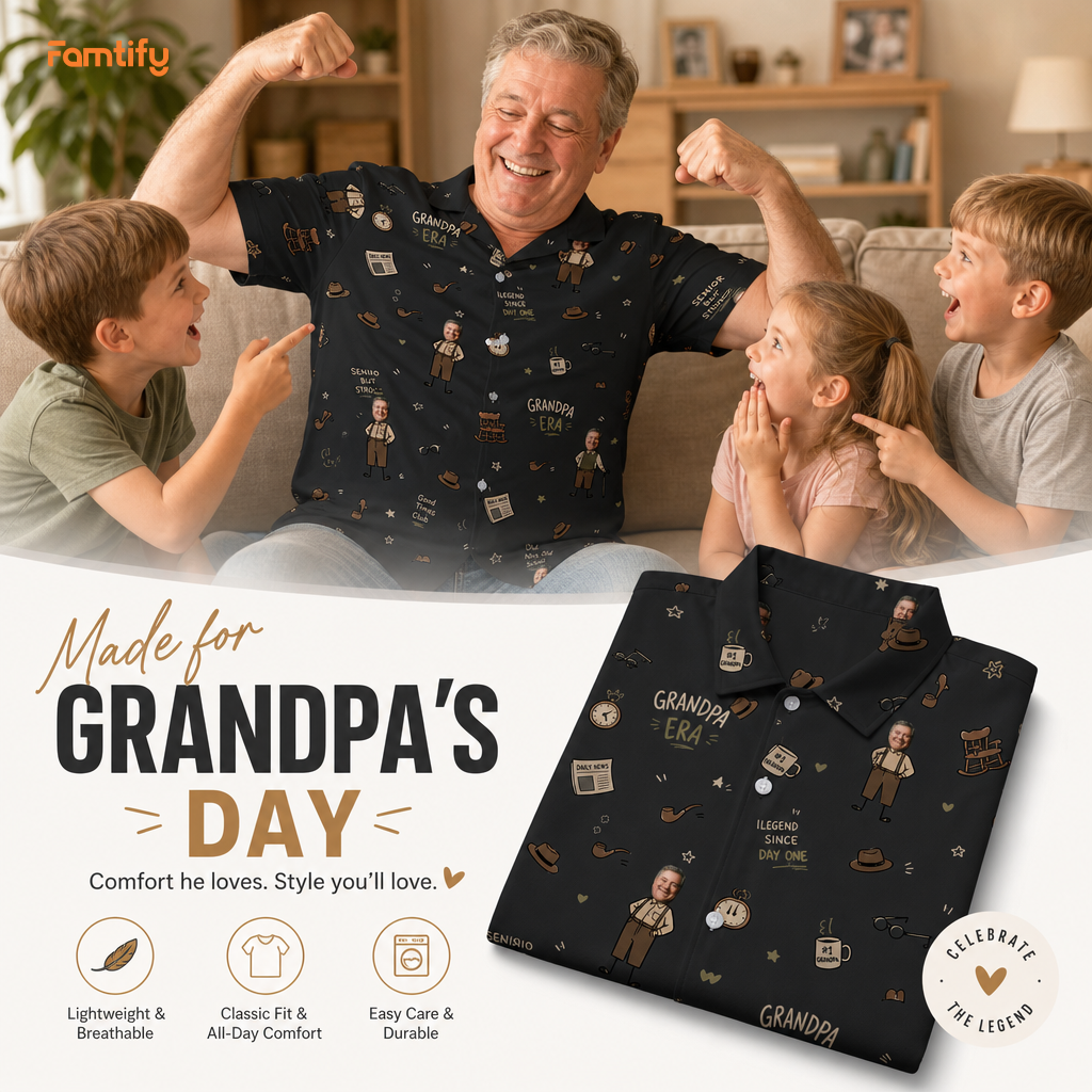 Custom Photo Grandpa Era Hawaiian Shirt | Personalized Gift for Grandpa