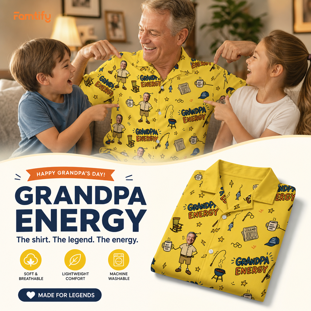 Grandpa Energy Hawaiian Shirt | Personalized Father's Day Gift for Grandpa