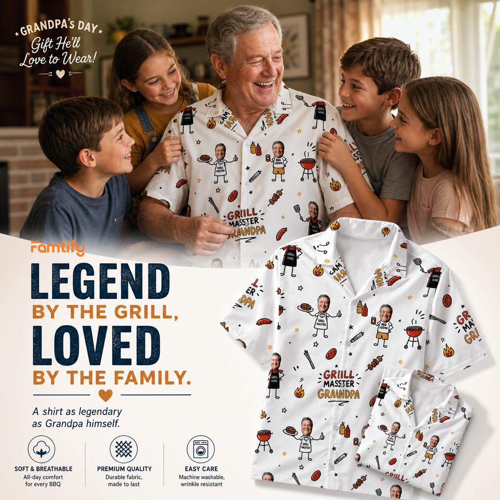 Grill Master Grandpa Hawaiian Shirt – Personalized Tropical BBQ Gift for Grandpa