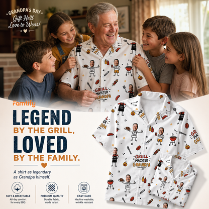 Grill Master Grandpa Hawaiian Shirt – Personalized Tropical BBQ Gift for Grandpa