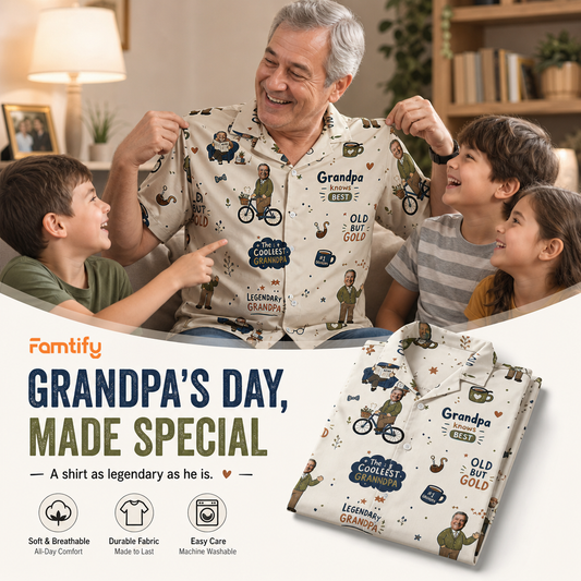 The Coolest Grandpa Custom Photo Hawaiian Shirt - Personalized Tropical Gift for Grandpa