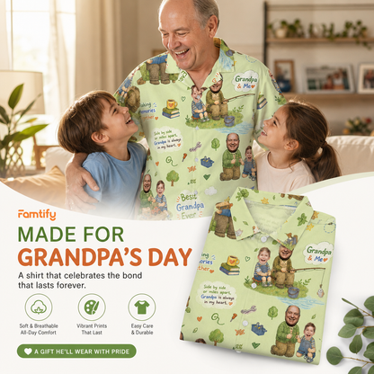 Best Grandpa Ever Custom Photo Hawaiian Shirt – Personalized Tropical Gift for Grandpa