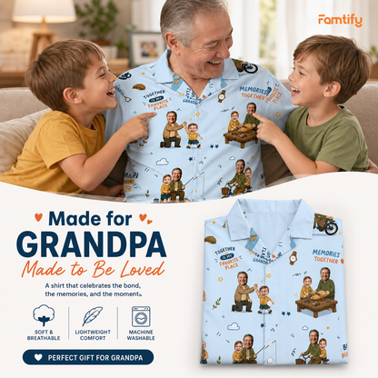 Love You Grandpa Custom Photo Hawaiian Shirt – Personalized Tropical Gift for Grandpa