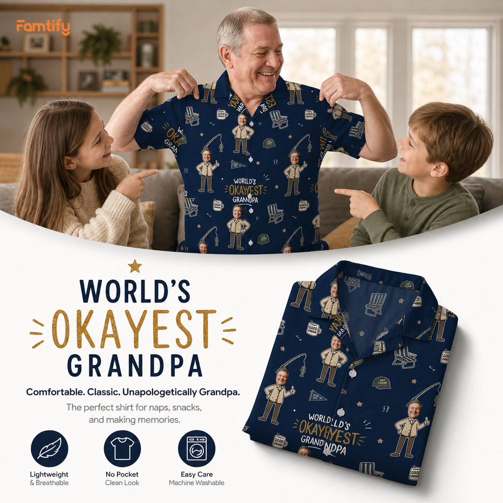 World's Okayest Grandpa Hawaiian Shirt – Personalized Tropical Gift for Grandpa