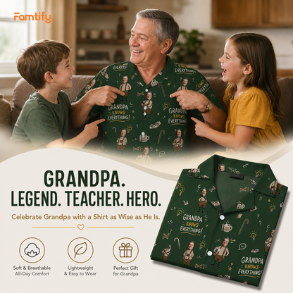 Grandpa Knows Everything Hawaiian Shirt – Personalized Tropical Gift for Grandpa