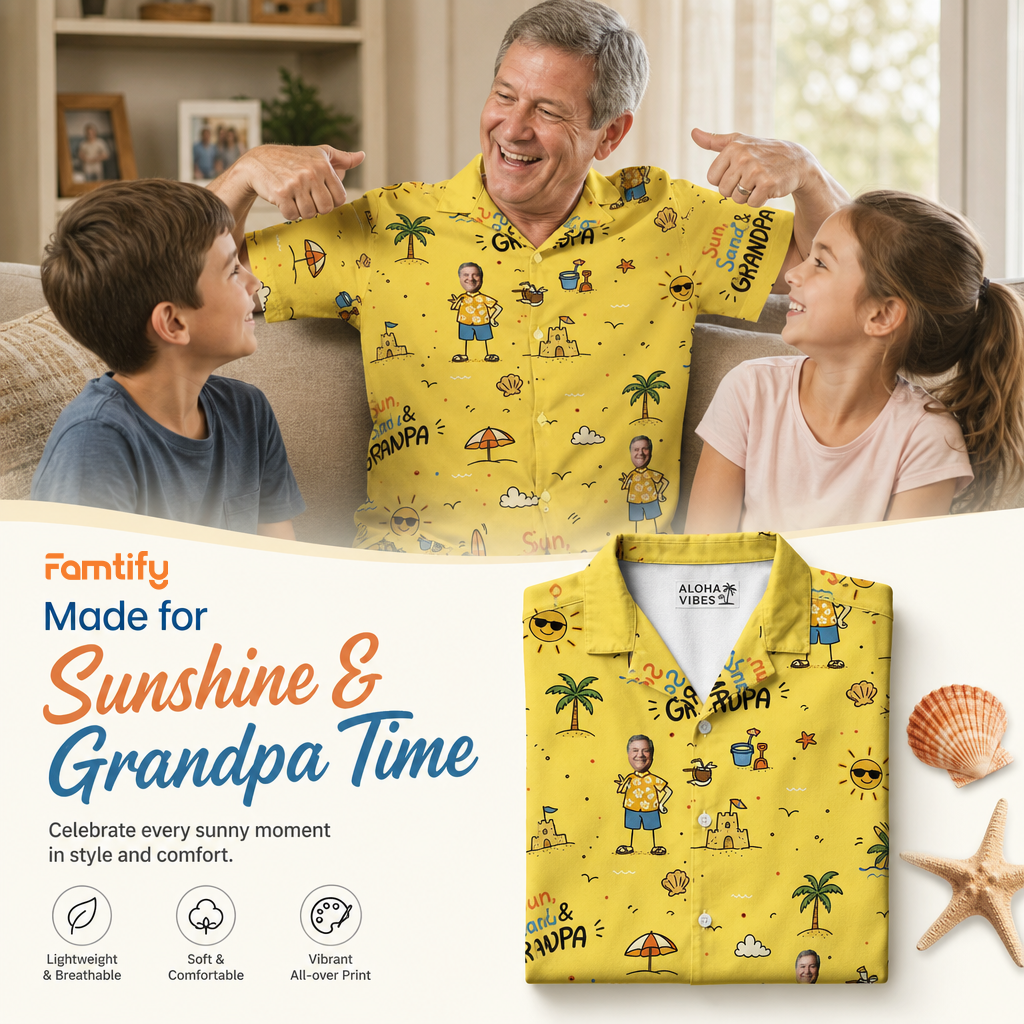 Sun Sand and Grandpa Hawaiian Shirt – Personalized Tropical Gift for Grandpa