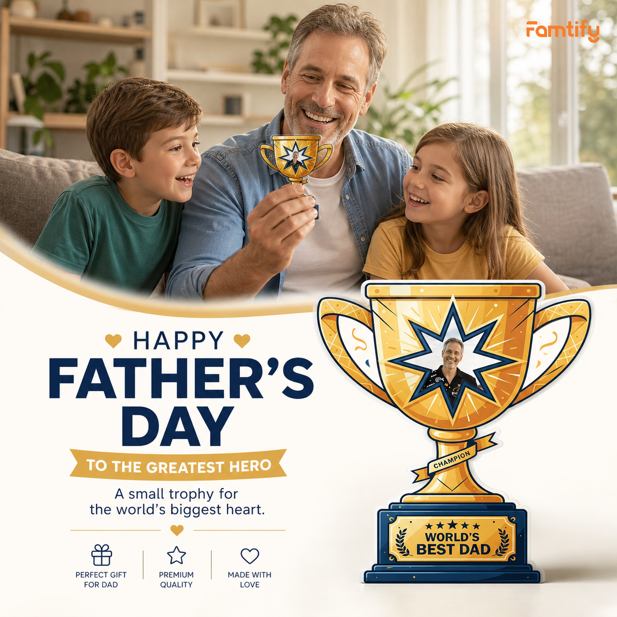 Personalized Acrylic Plaque for Dad – “World’s Best Dad Cup” Custom Photo Gift