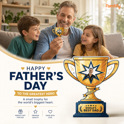 Personalized Acrylic Plaque for Dad – “World’s Best Dad Cup” Custom Photo Gift