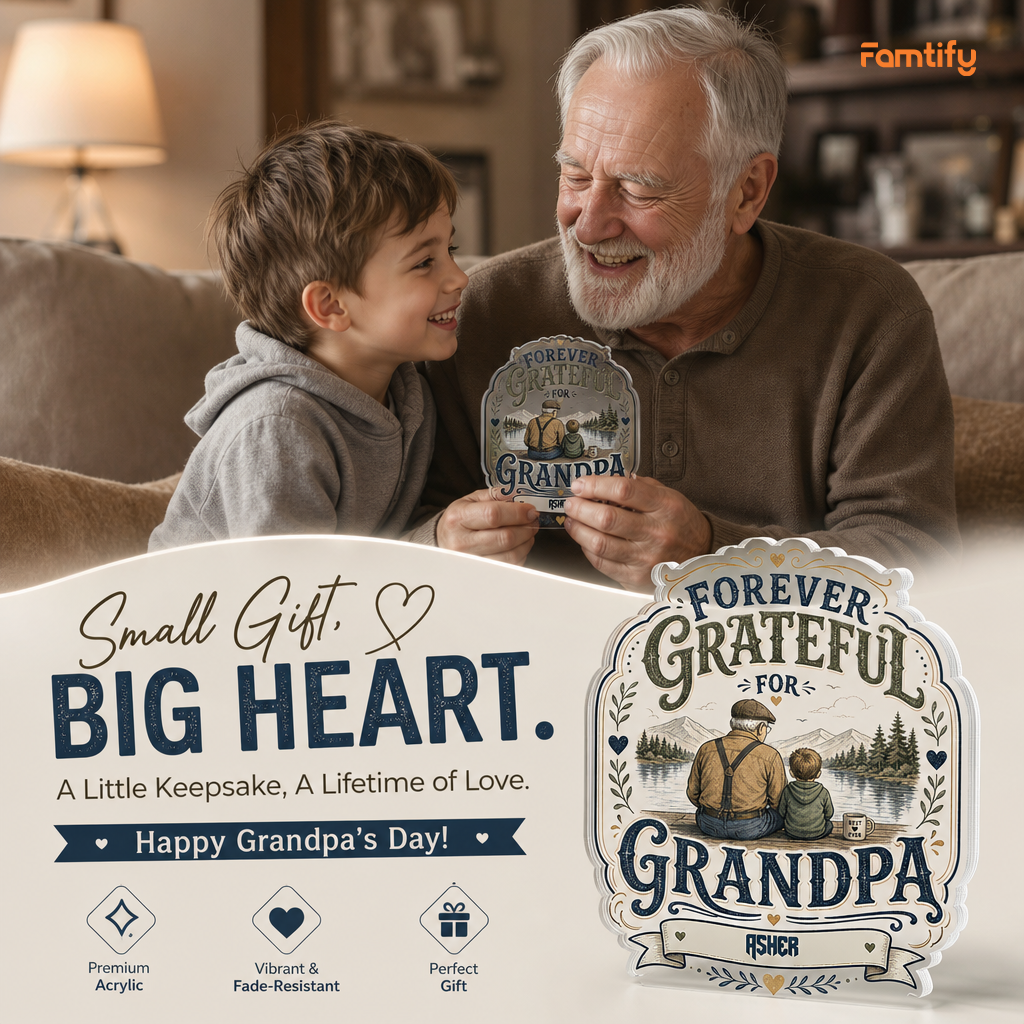 Personalized Forever Grateful Grandpa Acrylic Plaque - Custom Photo Gift
