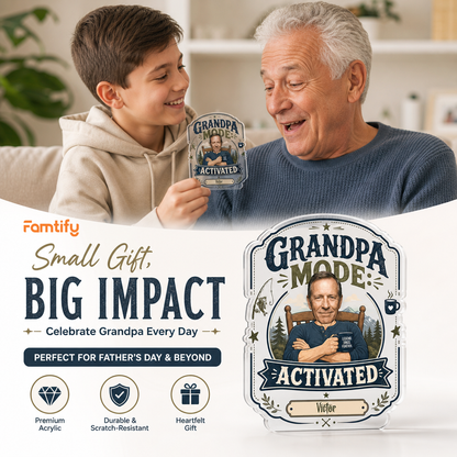 Personalized Grandpa Mode Activated Acrylic Plaque - Custom Photo Gift