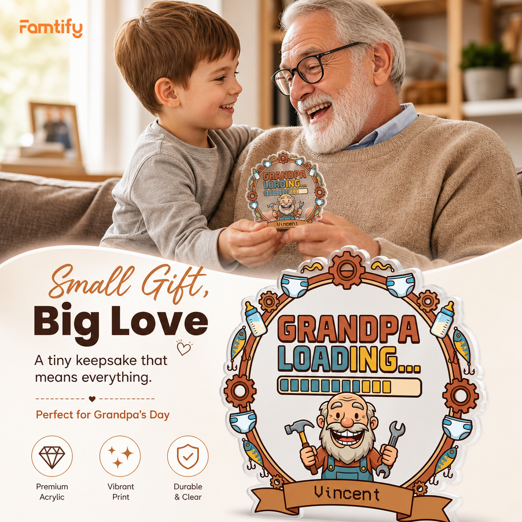 Grandpa Loading Acrylic Plaque – Personalized Name Gift for Grandpa