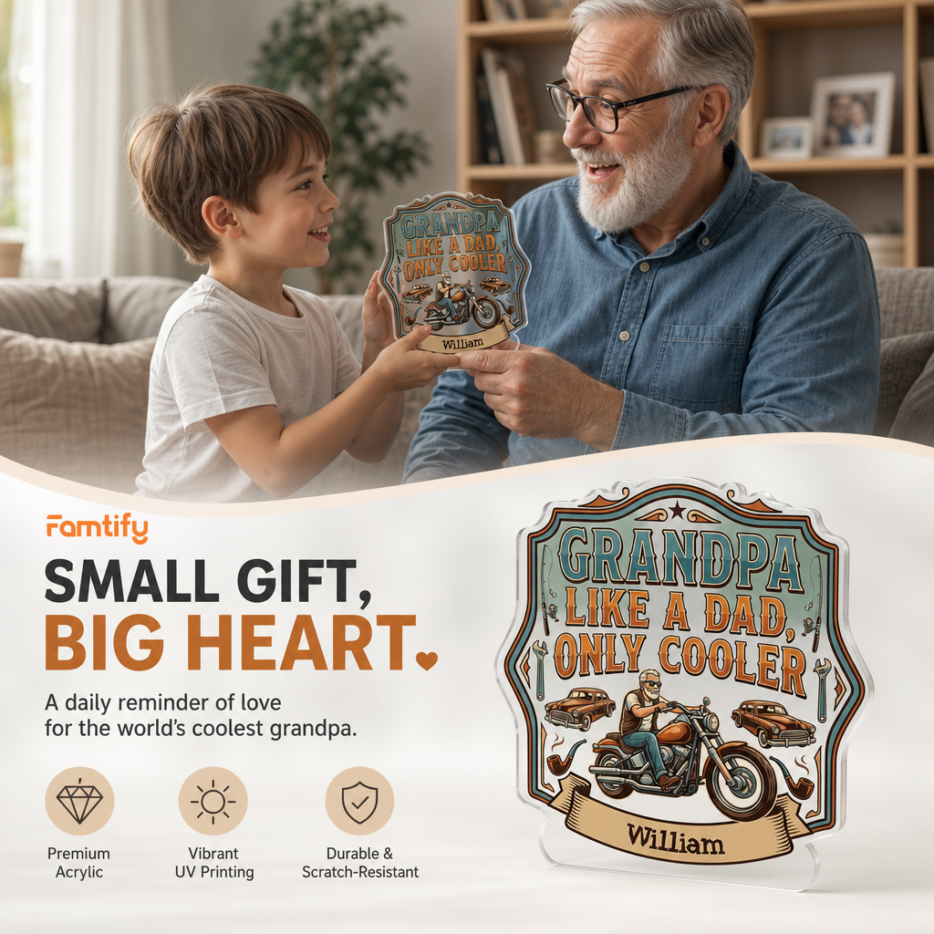 Personalized Grandpa Like A Dad Only Cooler Acrylic Plaque - Custom Photo Gift