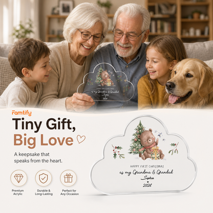 Personalized Happy First Christmas as My Grandma & Grandad Acrylic Plaque with Custom Name