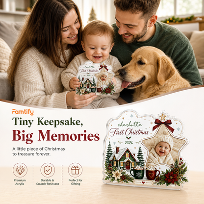 Personalized First Christmas Acrylic Plaque, Custom Name Christmas Keepsake Gift