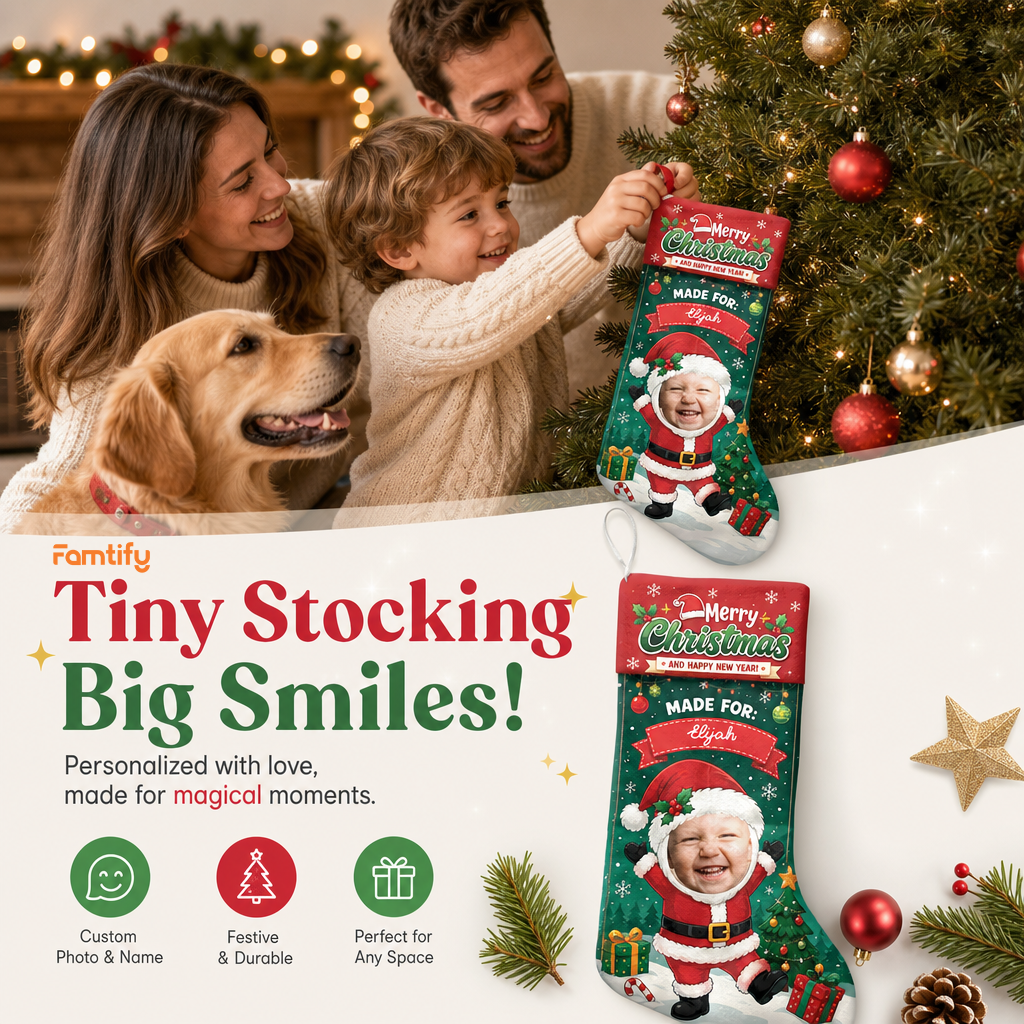 Personalized Christmas Made for Memories Christmas Stocking with Custom Photo