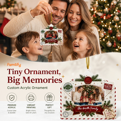 Personalized Christmas Envelope Acrylic Christmas Ornament, Custom Photo Holiday Gift