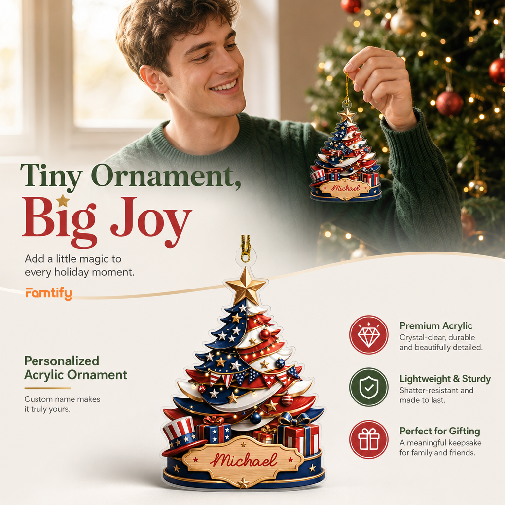 Personalized Christmas Tree Acrylic Christmas Ornament, Custom Name Holiday Gift