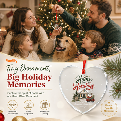 Personalized Home for the Holidays Glass Ornament with Custom Home Address