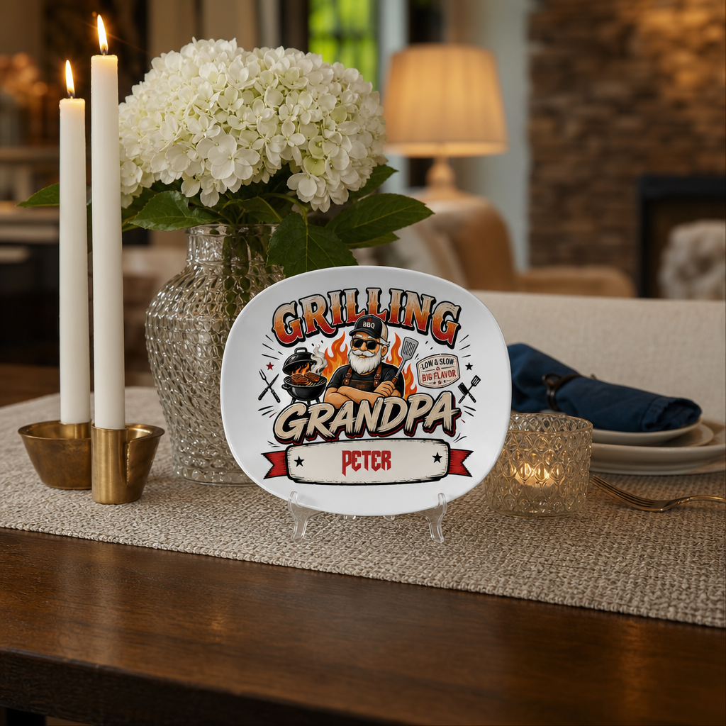 Personalized Grandpa’s BBQ Shack Decorative Plate – Custom Name BBQ Keepsake for Grandpa
