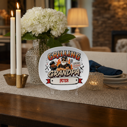 Personalized Grandpa’s BBQ Shack Decorative Plate – Custom Name BBQ Keepsake for Grandpa