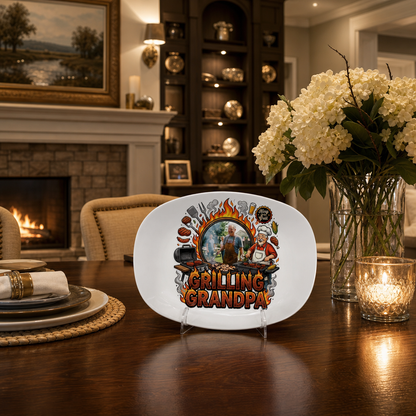 Personalized Grilling Grandpa Decorative Plate – Custom Name BBQ Keepsake for Grandpa