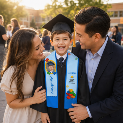 Personalized Building Today Dreaming Tomorrow Kid Graduation Stole – Custom Name