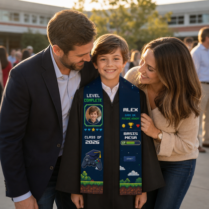 Personalized Level Complete Game On Future Ready Kid Graduation Stole – Custom Name