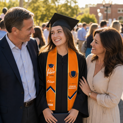 Personalized The Future Is Ours Orange Graduation Stole – Custom Photo and Name