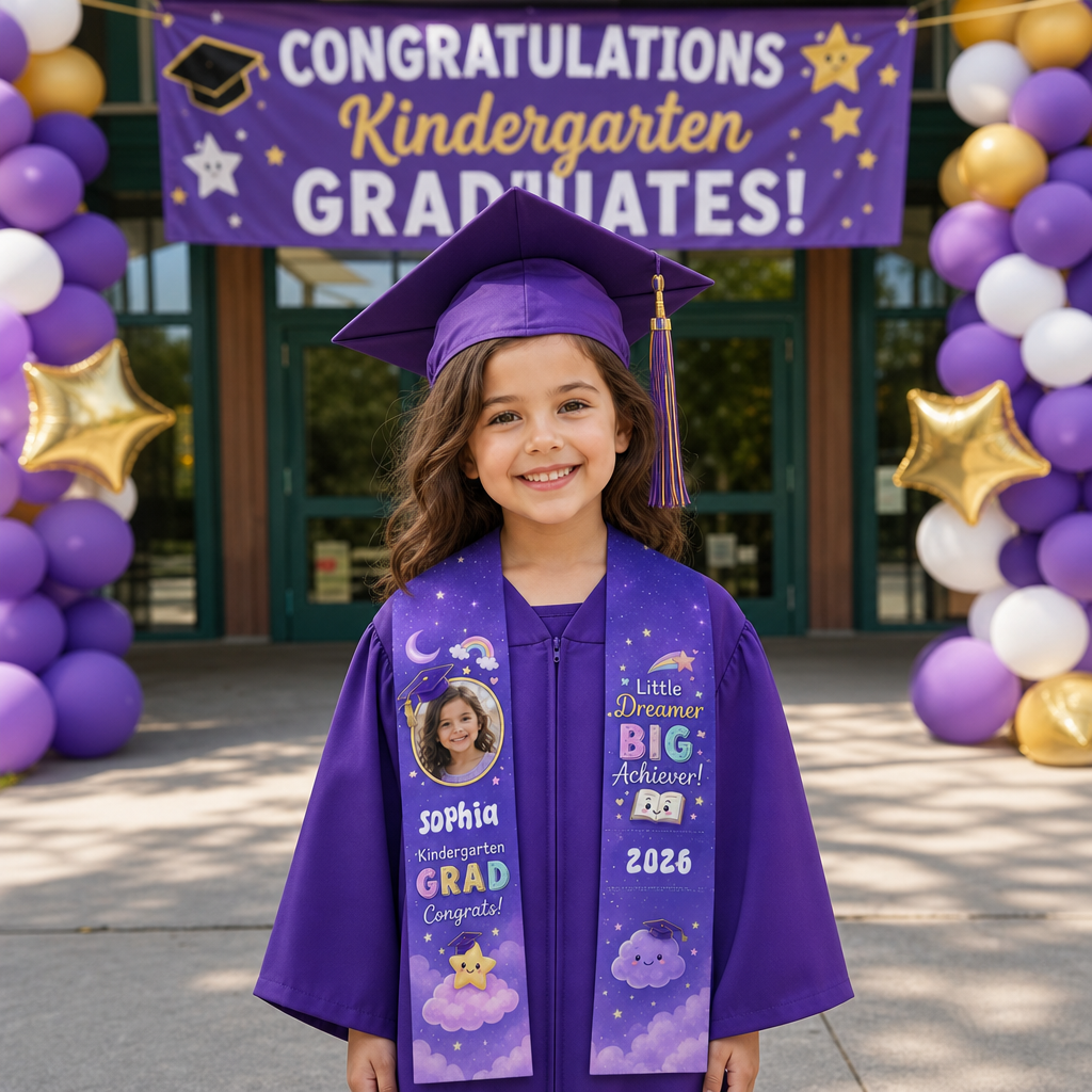 Personalized Little Dreamer Big Achiever Kid Graduation Stole – Custom Name
