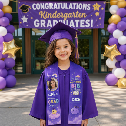 Personalized Little Dreamer Big Achiever Kid Graduation Stole – Custom Name