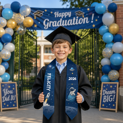 Personalized Astronaut Kid Graduation Stole – Custom Name