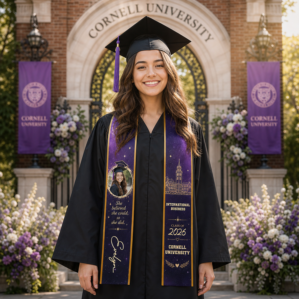 Personalized She Believed She Could So She Did Graduation Stole – Custom Photo and Name