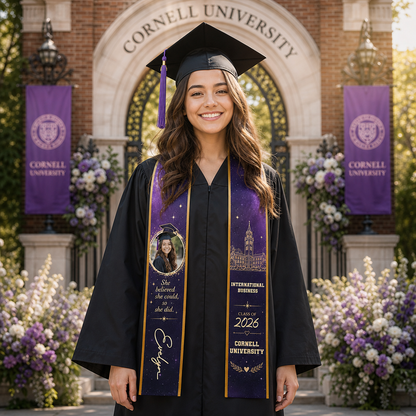 Personalized She Believed She Could So She Did Graduation Stole – Custom Photo and Name