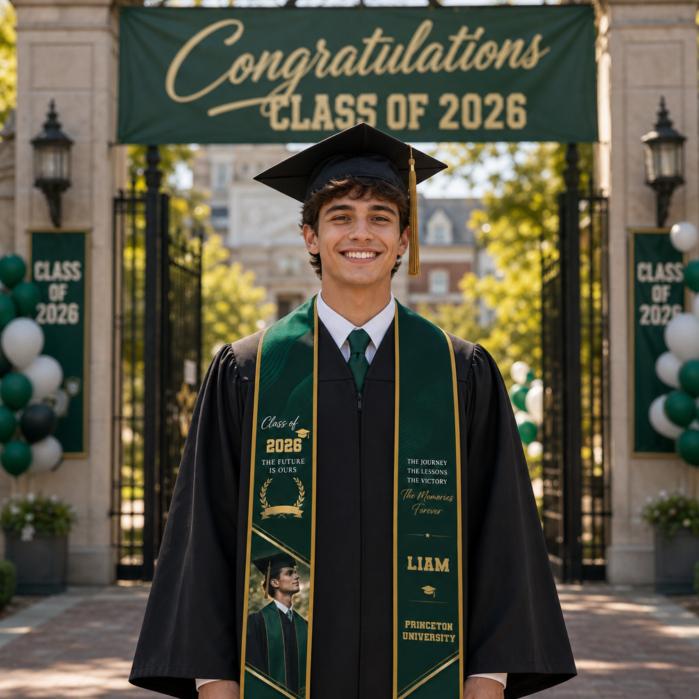 Personalized The Future Is Ours The Journey The Lessons The Victory The Memories Forever Graduation Stole – Custom Photo and Name